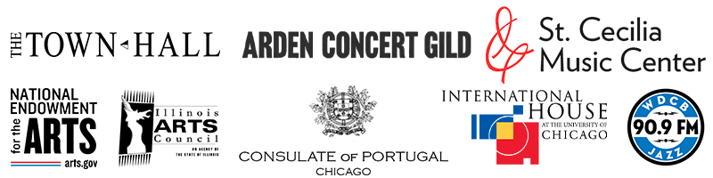 Logos: The Town Hall New York, Arden Concert Guild, St. Cecilia Music Center, National Endowment for the Arts, Illinois Arts Council, Consulate de Portugal Chicago, International House at the University of Chicago, WDCB 90.9 FM Jazz