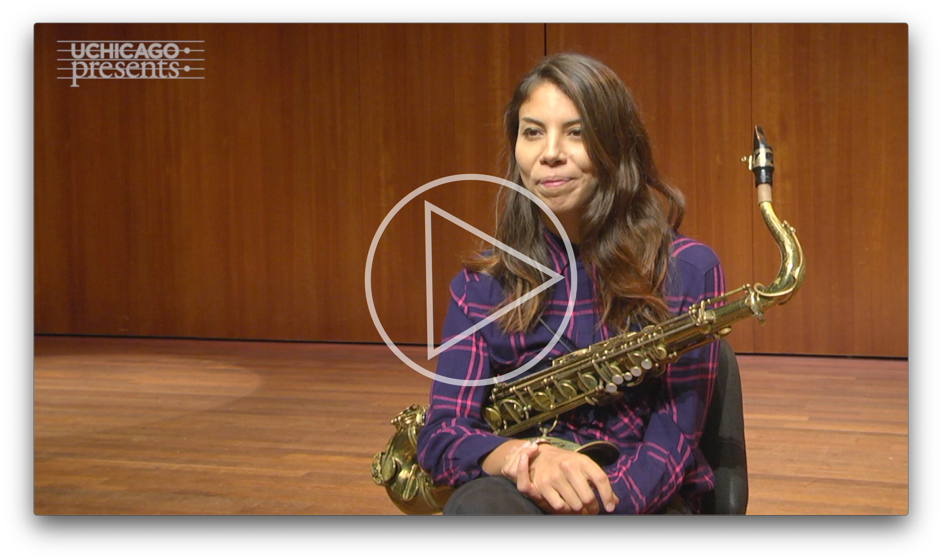 Screenshot of video player for a live interview with Melissa Aldana