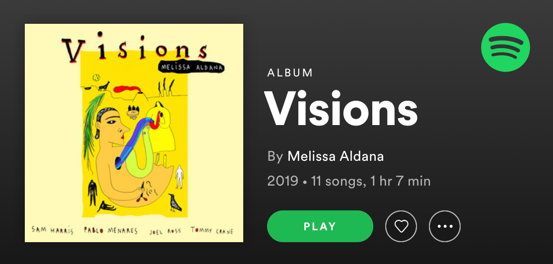 Screenshot of Spotify player for Melissa Aldana's Visions for Frida Kahlo