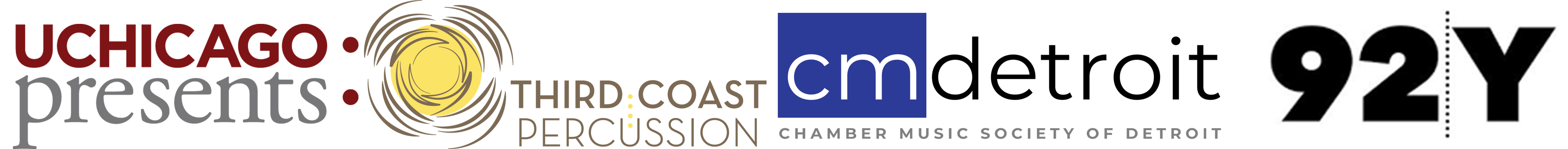 Logos: UChicago Presents, Third Coast Percussion, Chamber Music Society of Detroit, 92nd Street Y