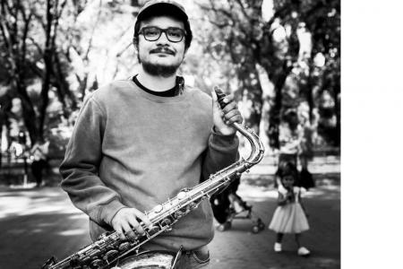 Sergio Tabancio with a saxophone
