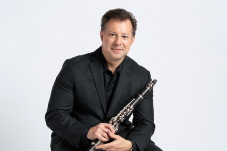Stephen Williamson poses with his clarinet. 
