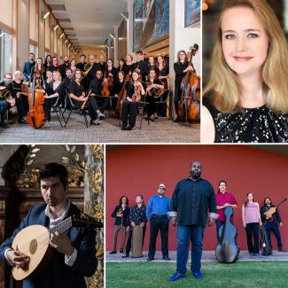 Early Music Spotify image, featuring Dunedin Consort, Renee Anne Louprette, Thomas Dunford, and AGAVE with Reginald Mobley