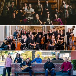 Vocal Series Spotify image, featuring Roomful of Teeth, Dunedin Consort, and AGAVE with Reginald Mobley