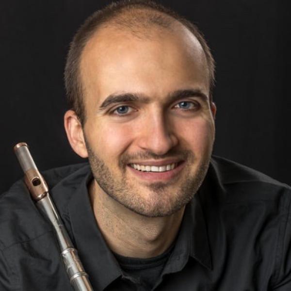 Francesco Camuglia close up with flute