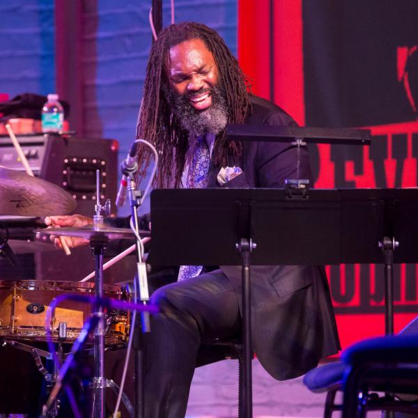 Dana Hall performing on his drumset