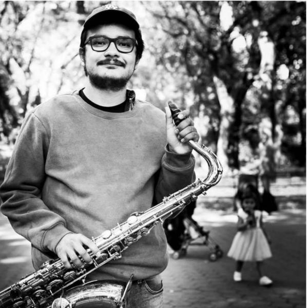 Sergio Tabancio with a saxophone