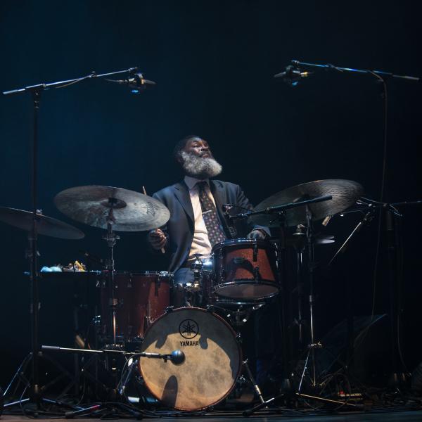 Dana Hall playing drums