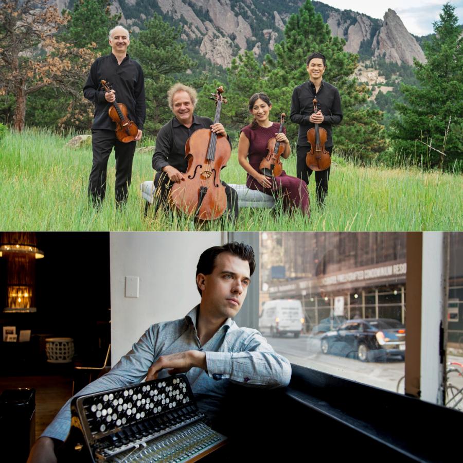 Takacs Quartet, top, Julien Labro, bottom